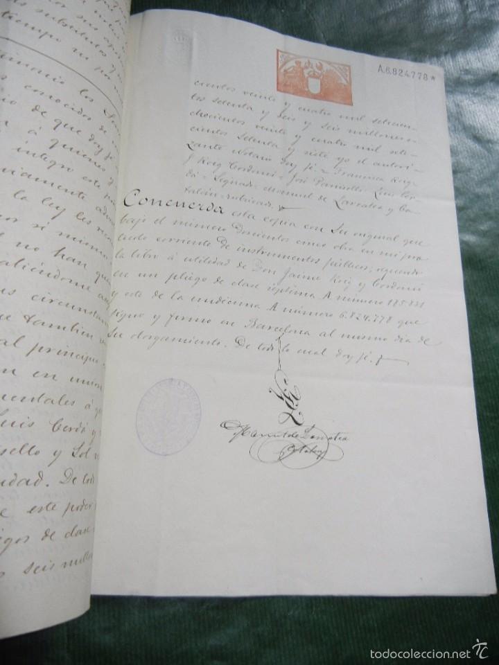 Manuscritos antiguos: DOCUMENTO NOTARIAL PODER NOTARIA MANUEL DE LARRATEA Y CATALAN, BARCELONA 1906 - Foto 2
