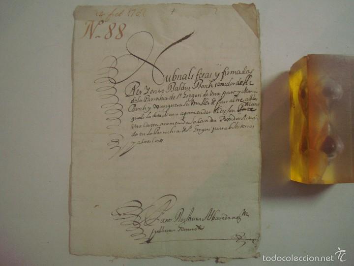 Ancient Manuscripts: MANUSCRITO SOBRE LA PARROQUIA DE ST. GREGORIO. GIRONA. 1702. 5 P&Aacute;GINAS.FOLIO MENOR