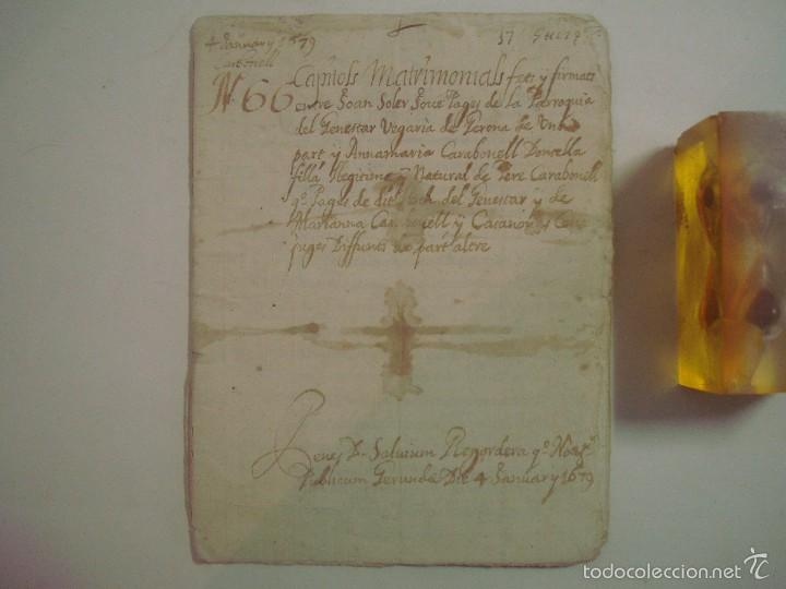 Ancient Manuscripts: MANUSCRITO DE 1679.DE CAPITOLS MATRIMONIALS. GERONA..TEXTO CATAL&Aacute;N.16 P&Aacute;GINAS