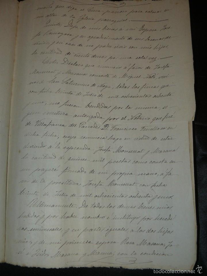 Manuscritos antiguos: testamento manuscrito - 1888 - vilafranca del penedes - Foto 2