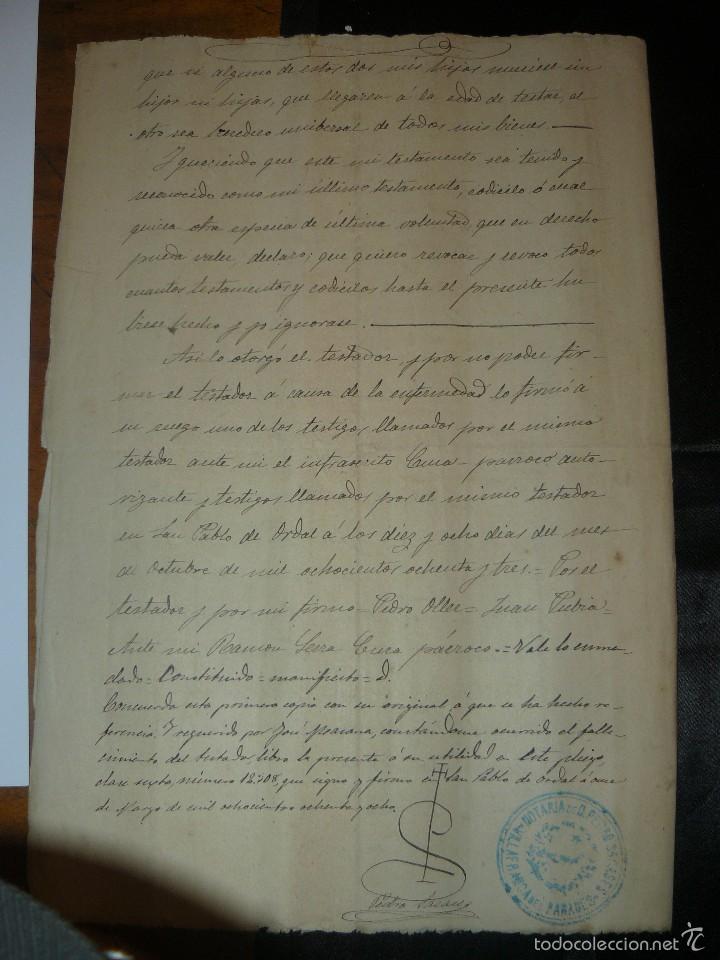 Manuscritos antiguos: testamento manuscrito - 1888 - vilafranca del penedes - Foto 4