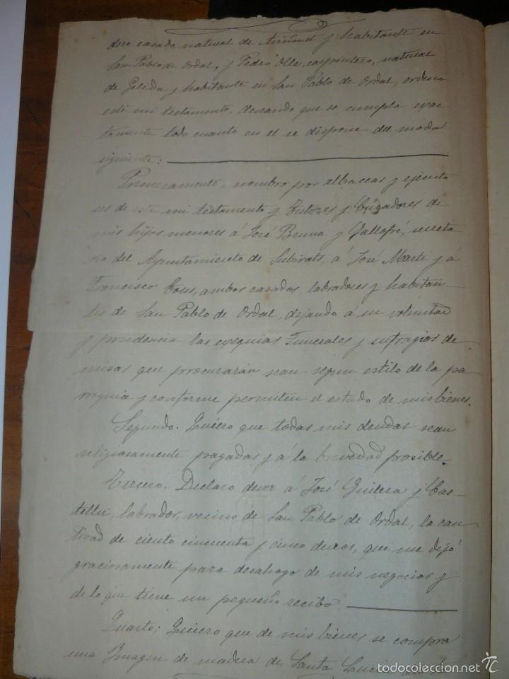 Manuscritos antiguos: testamento manuscrito - 1888 - vilafranca del penedes - Foto 7