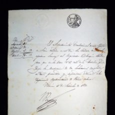 Manuscritos antiguos: PERMISO DE OBRAS ÉPOCA ISABEL SEGUNDA 1856. CALLE DE LA TERTULIA, 12 VALENCIA
