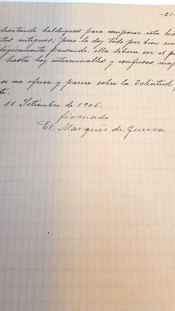 Manuscritos antiguos: MANUSCRITO 1905. MARQU&Eacute;S DE GUERRA, LORCA. INFORME RIEGOS OJOS DE LUCHENA. HISTORIA ALUMBRAMIENTOS