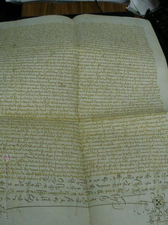 Manuscritos antiguos: 1415. DOCUMENTO MANUSCRITO SOBRE VITELA DE GRAN TAMA&Ntilde;O. - Foto 1