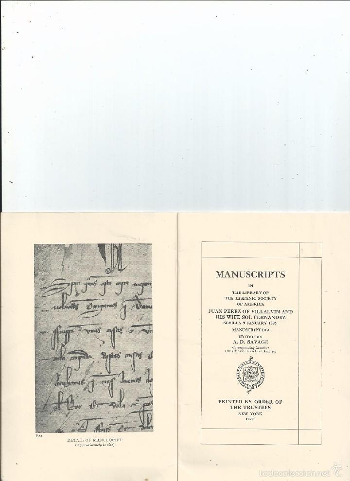 Manuscritos antiguos: JUAN PEREZ DE VILLALVIN Y SU MUJER SOL FERNANDEZ - SEVILLA 1326