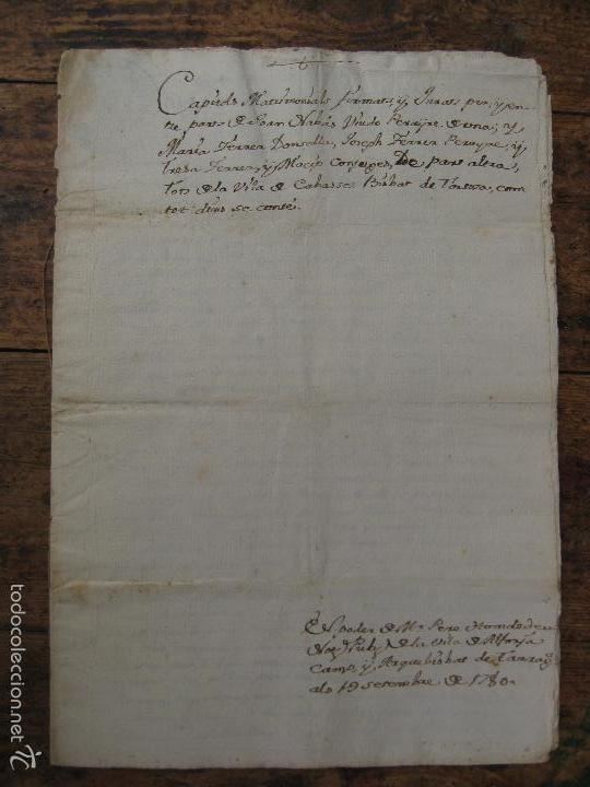 Manuscritos antiguos: CAPITOLS MATRIMONIALS CABASSES 1780 - ESCRITO EN CATALAN - Foto 1