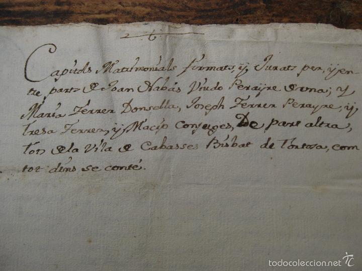 Manuscritos antiguos: CAPITOLS MATRIMONIALS CABASSES 1780 - ESCRITO EN CATALAN - Foto 3
