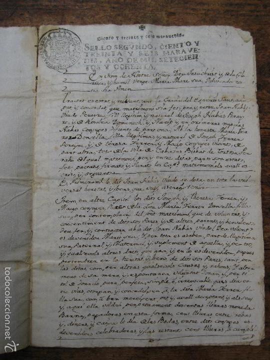 Manuscritos antiguos: CAPITOLS MATRIMONIALS CABASSES 1780 - ESCRITO EN CATALAN - Foto 4