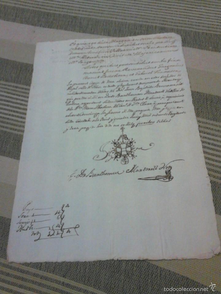 Manuscritos antiguos: DOCUMENTO DE UNA HOJA DEL A&Ntilde;O 1783 RELATIVO A MALLORCA - Foto 1