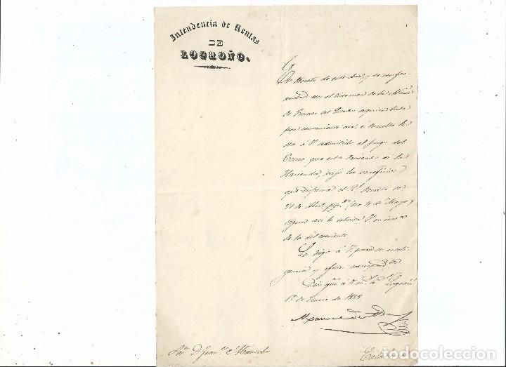 Manuscritos antiguos: 1847 - INTENDENCIA DE RENTAS DE LOGRO&Ntilde;O - LA RIOJA - Foto 1