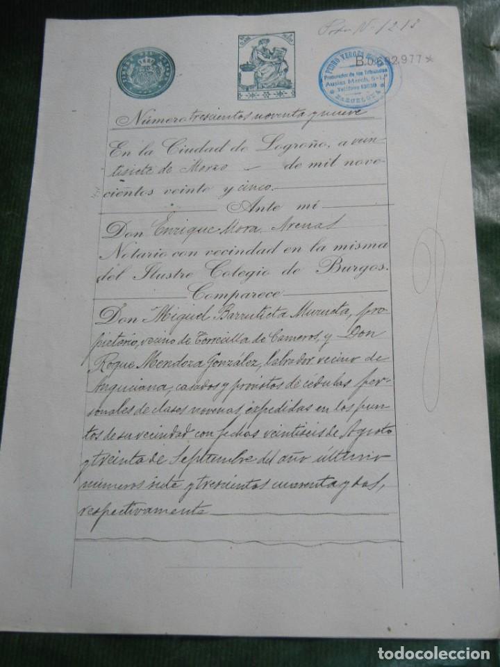 Manuscritos antiguos: DOCUMENTO PODER NOTARIA ENRIQUE MORA ARENAS, LOGRO&Ntilde;O 1925 - Foto 1