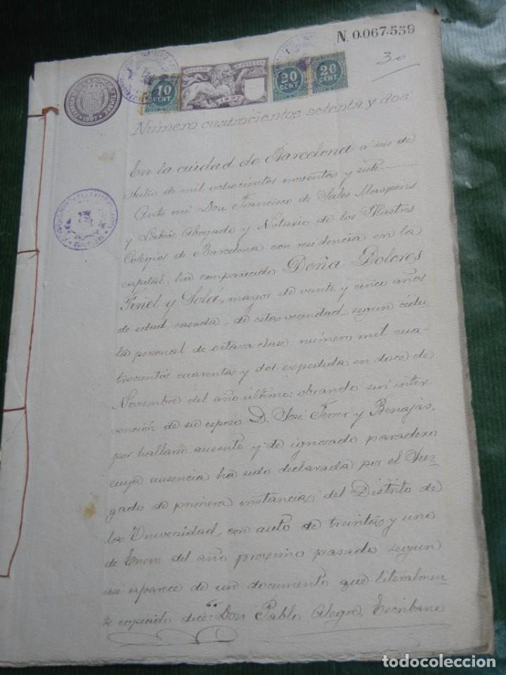 Manuscritos antiguos: DOCUMENTO PODER NOTARIA FRANCISCO DE SALES MASPONS Y LABROS, BARCELONA, 1897 - Foto 1