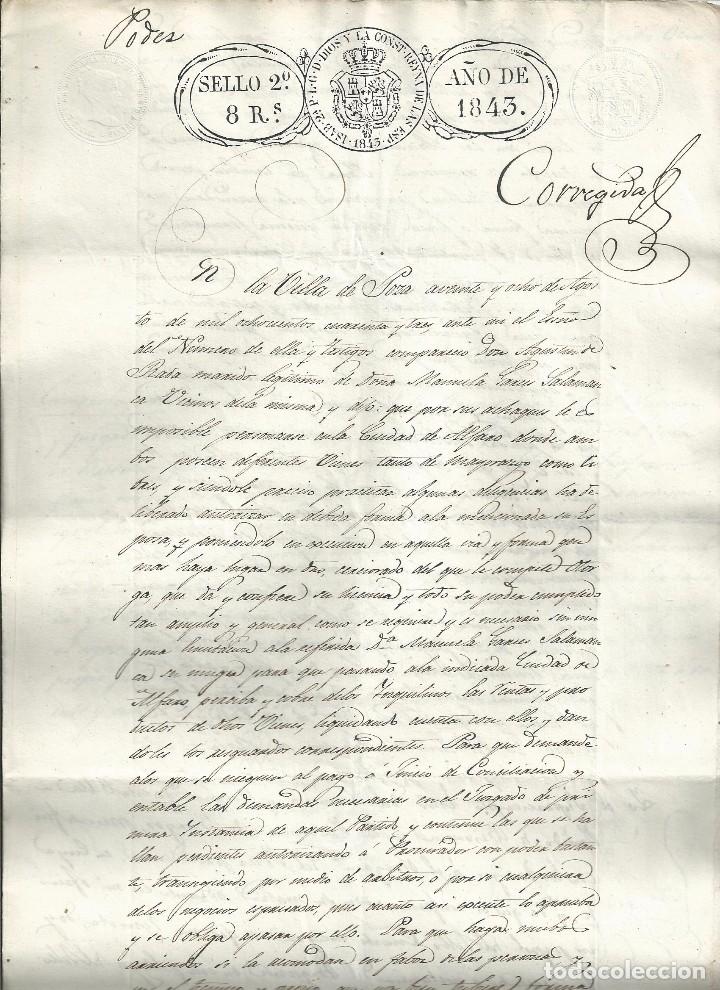 Manuscritos antiguos: MANUSCRITO - PODER - SELLO 2&ordm; DE 1843 - POZA DE LA SAL BURGOS - Foto 1