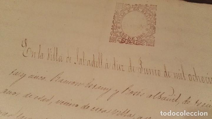 Manuscritos antiguos: ANTIGUO DOCUMENTO DEBITORIO SABADELL1865. - Foto 2