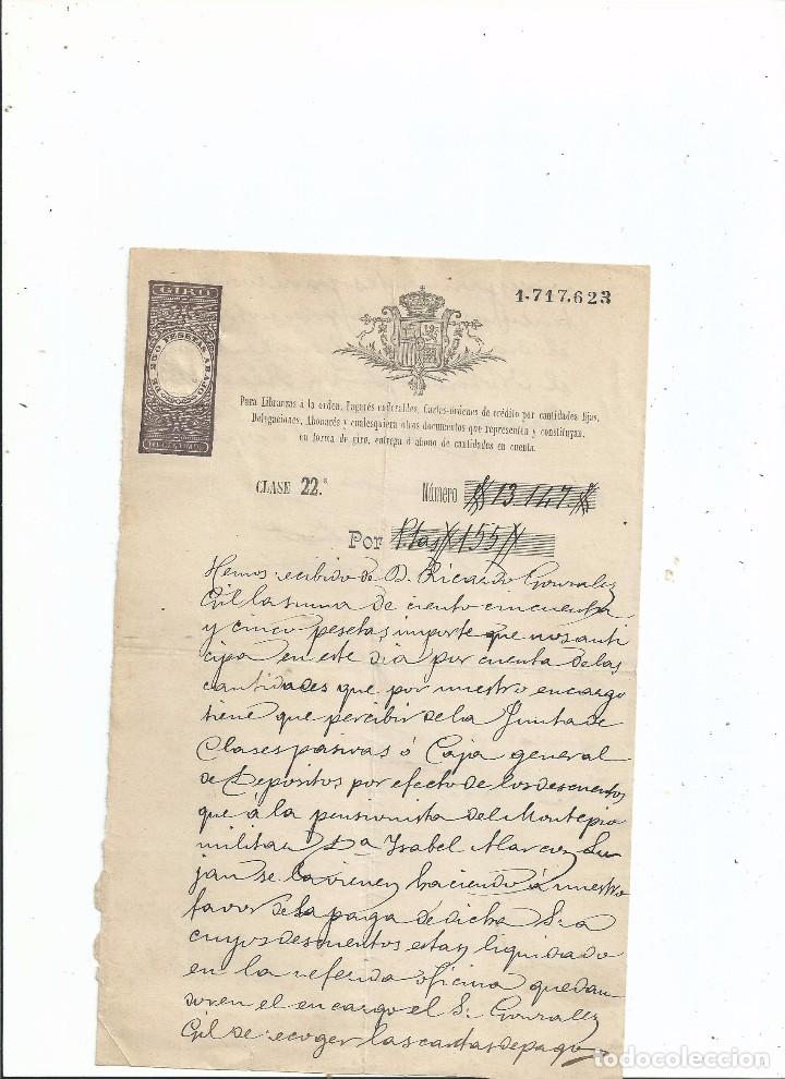 Manuscritos antiguos: 1896 - SELLO FISCAL GIRO 250 PTS. NUMERADO CLASE 22 - JUAN MALUENDA MARGARITA CERVERA