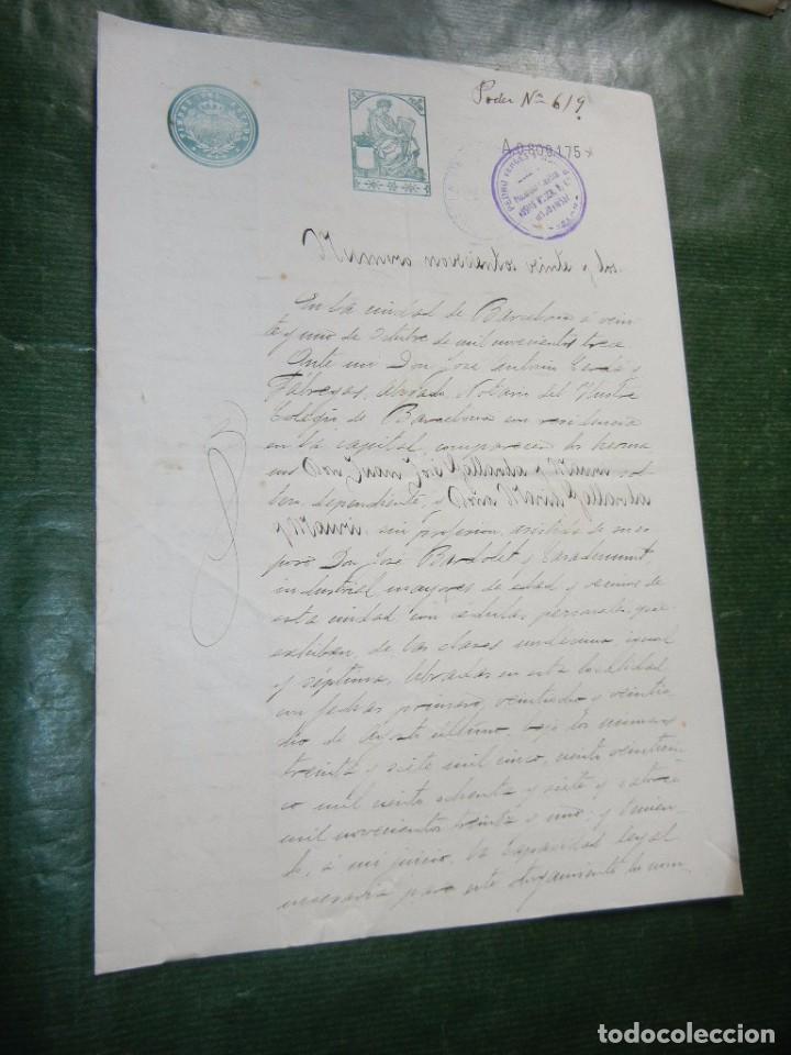 Manuscritos antiguos: ESCRITURA DE PODER NOTARIA JOSE ANTONIO CERDA Y FABREGAS, BARCELONA 1913 - Foto 1