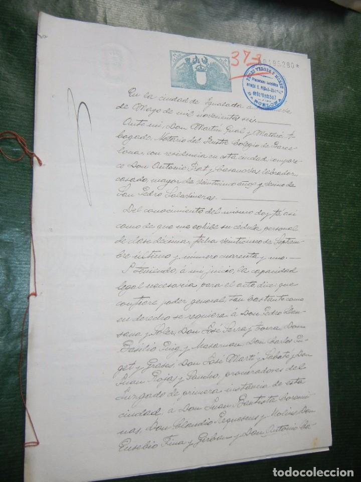 Manuscritos antiguos: ESCRITURA DE PODER NOTARIA DE MARTIN GUAL Y MATARO, IGUALADA, 1906 - Foto 1