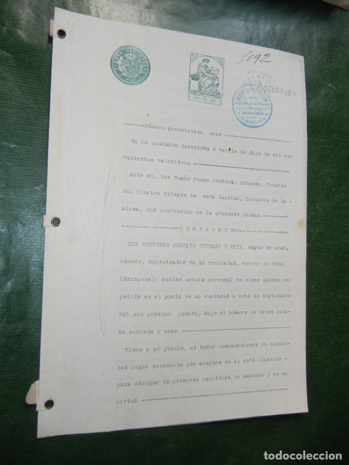Manuscritos antiguos: ESCRITURA DE PODER NOTARIA TOMAS FORNS CONTERA, BARCELONA 1923 - Foto 1