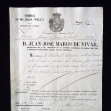 Manuscritos antiguos: TESORERIA HACIENDA PÚBLICA DE LA PROVINCIA DE VALENCIA. CESIONES A FAVOR DEL TESORO EN PAGO 1856