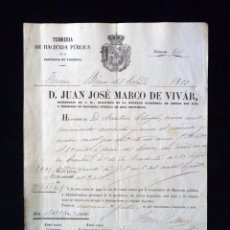 Manuscritos antiguos: TESORERIA HACIENDA PÚBLICA DE LA PROVINCIA DE VALENCIA. TESORO BIENES DEL ESTADO 1856 