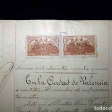 Manuscritos antiguos: TIMBROLOGÍA FISCAL 1904 SELLO 11º 1 PESETAS (5 SELLOS) + ESPECIAL MOVIL 10 CÉNTIMOS. VALENCIA 