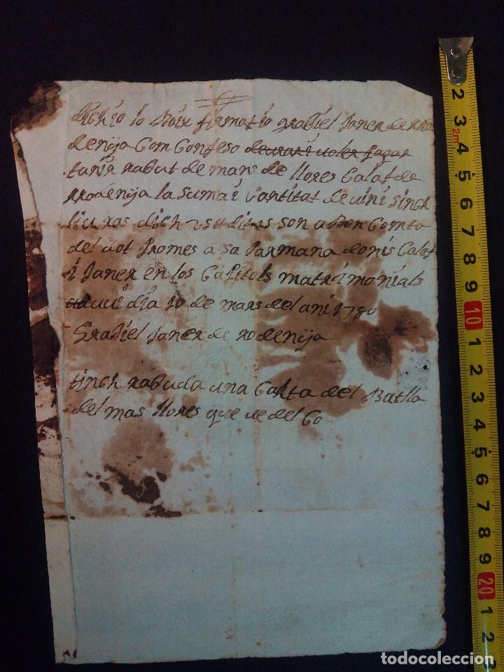 Manuscritos antiguos: Documento Cap&iacute;tulos matrimoniales de 1781 - Foto 2