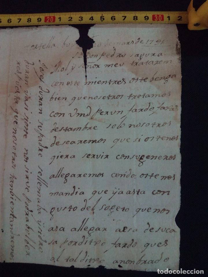 Manuscritos antiguos: Documento manuscrito Carta de 1791-6-20 de Valls - Foto 2