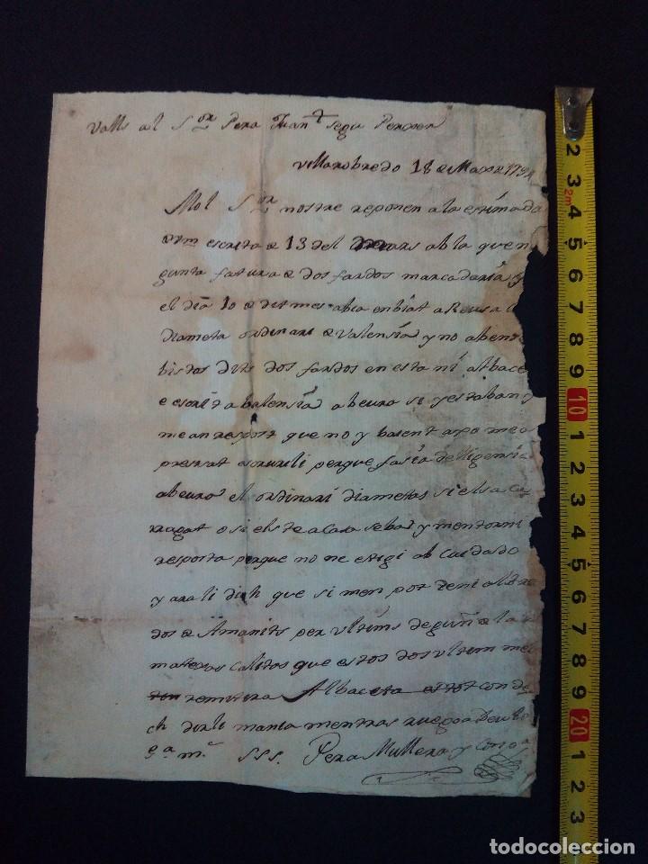 Manuscritos antiguos: Documento manuscrito en forma de carta de 1794-3-18 de Valls - Foto 1