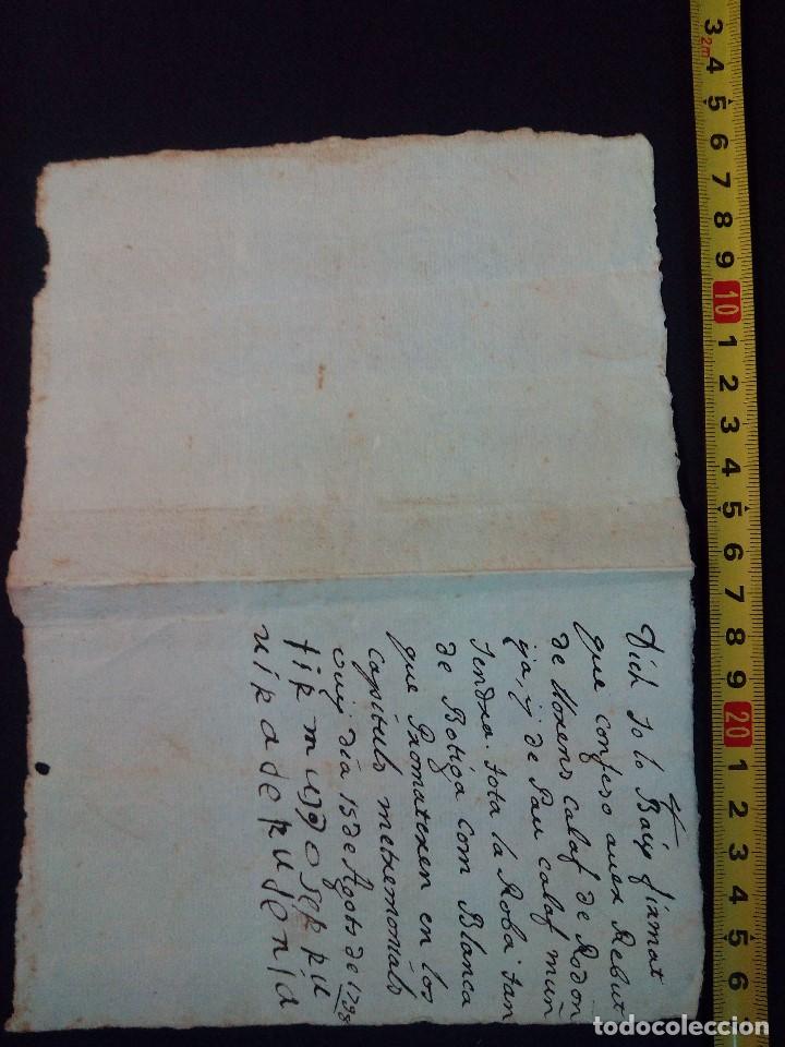 Manuscritos antiguos: Documento manuscrito en forma de carta de 1795-1-7 de Valls - Foto 3