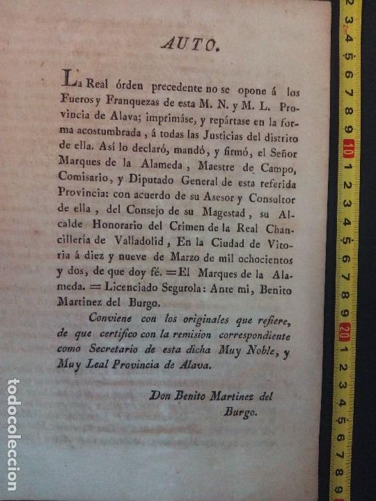 Manuscritos antiguos: Documento impreso de 1802, Real Orden en Vitoria - Foto 1