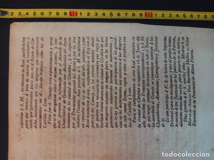 Manuscritos antiguos: Documento impreso de 1802, Real Orden en Vitoria - Foto 3