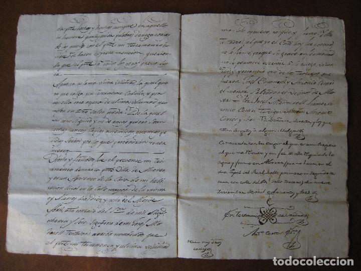 Manuscritos antiguos: MANUSCRITO ALCOVER A&Ntilde;O 1803 - TESTAMENTO - Foto 7