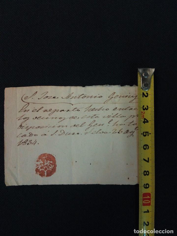 Manuscritos antiguos: Carta de Jos&eacute; Antonio Genius de 1834-8-26, en la Selva del Camp - Foto 1