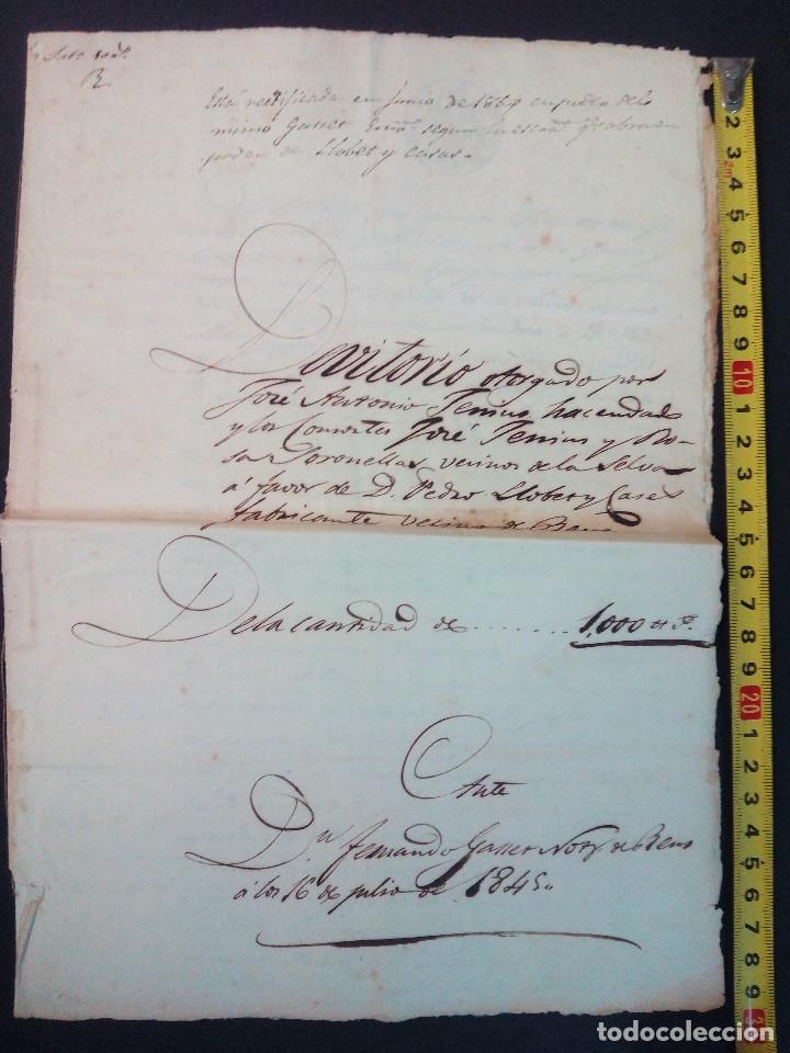 Manuscritos antiguos: Documento notarial de prestamo de 1845-7-16, de la Selva del Camp (Tarragona) - Foto 1