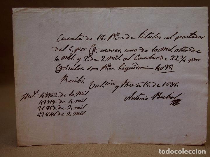 Manuscritos antiguos: DOCUMENTO, RECIBO ANTONIO PUCHOL, EN VALENCIA, 1838 - Foto 1