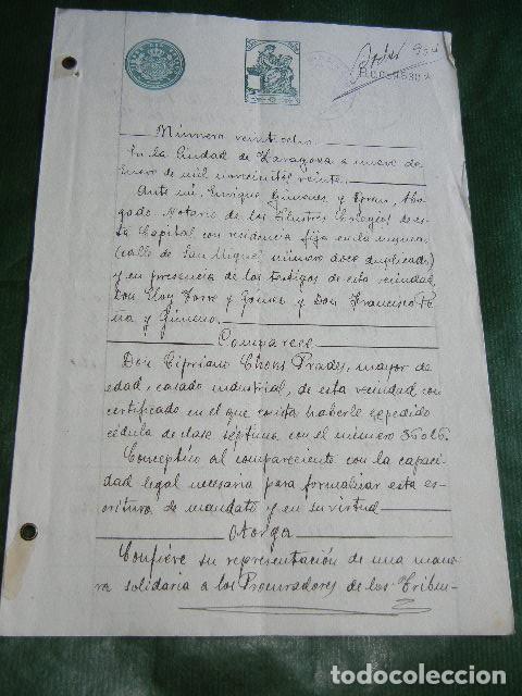Manuscritos antiguos: PODER NOTARIA ENRIQUE GIMENEZ GRAN, ZARAGOZA, 1920 - Foto 1
