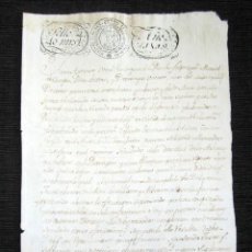 Manuscritos antiguos: AÑO 1819, PUENTEAREAS, PONTEVEDRA. DENUNCIA DE AMOTINAMIENTO SOBRE PAGO TROPAS, DESALOJO FRANCESES