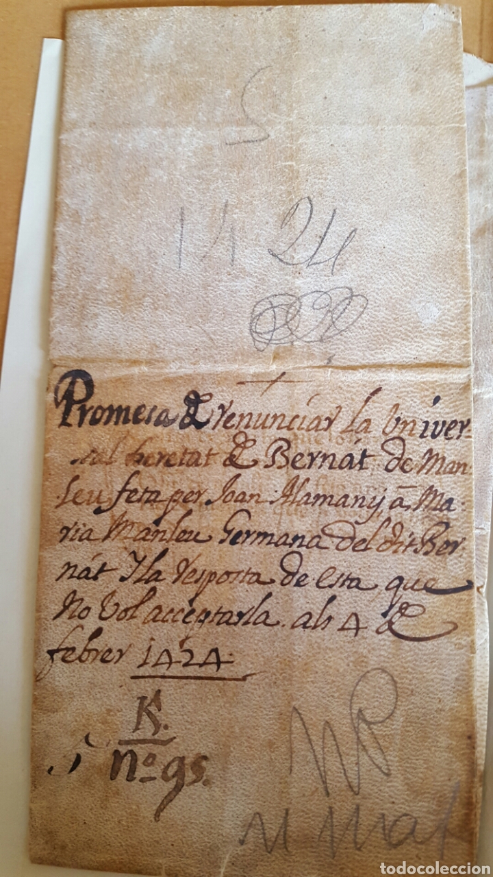 Manuscritos antiguos: Manuscrito medieval a&ntilde;o 1424 - Foto 1
