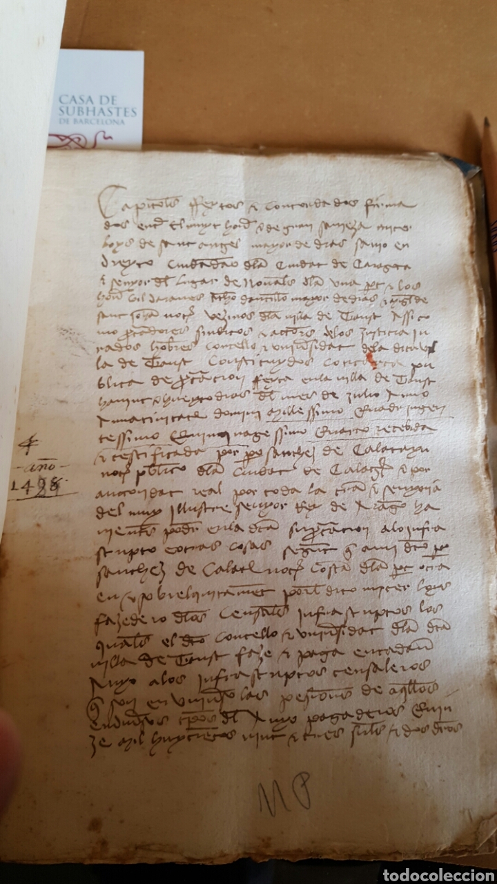 Manuscritos antiguos: Manuscrito a&ntilde;o 1498. Capitulaciones - Foto 1