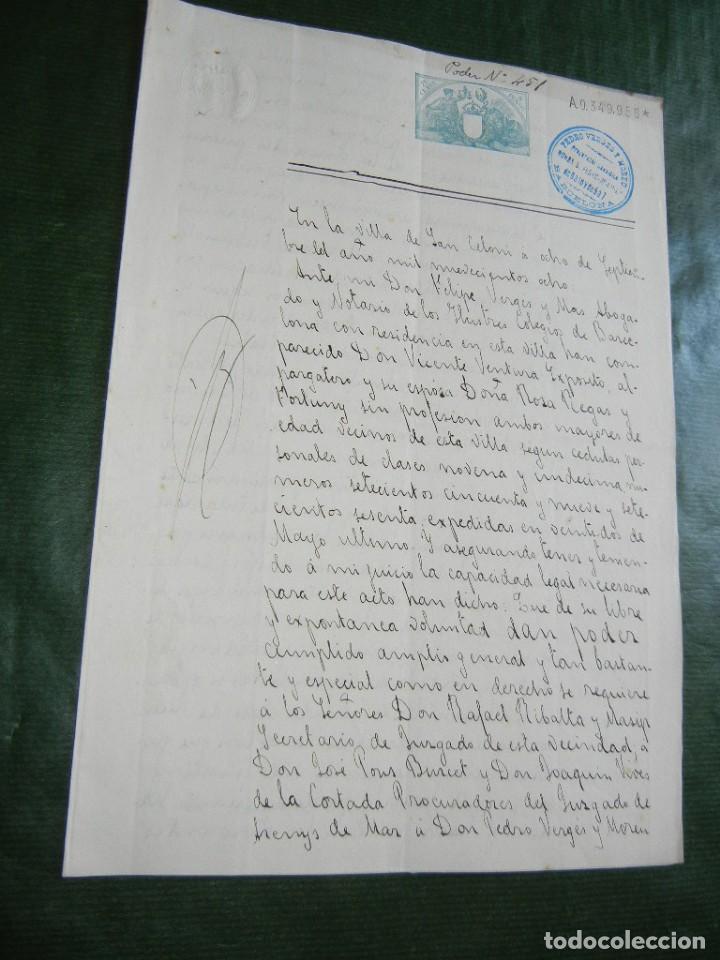Manuscritos antiguos: PODER NOTARIA FELIPE VERGES Y MAS, SANT CELONI 1908 - Foto 1