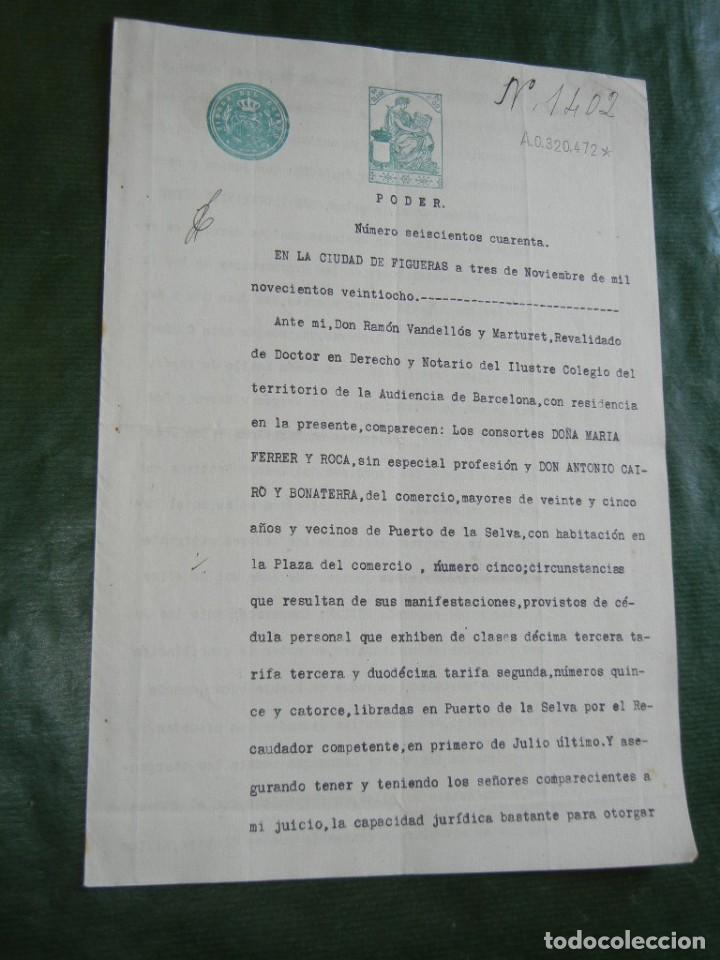 Manuscritos antiguos: PODER NOTARIA RAMON VANDELLOS Y MARTURET, FIGUERAS, 1928 - Foto 1