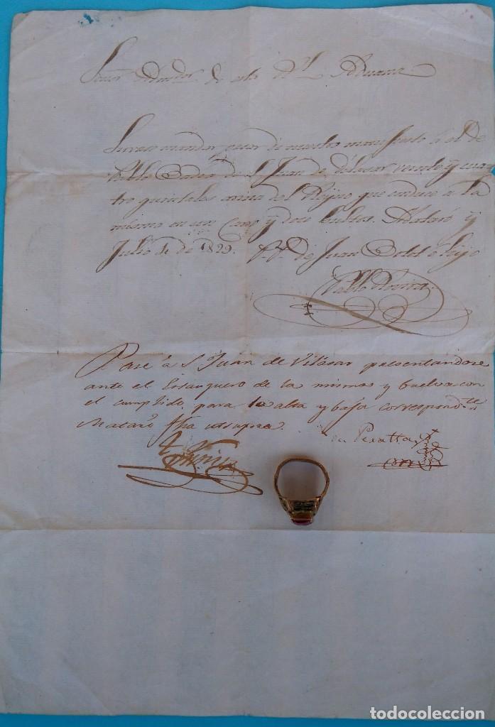 Manuscritos antiguos: EPOCA REY FERNANDO VII,ANTIGUO MANUSCRITO Y ANILLO SIGLO XIX,1829 ADUANA DE MATARO,DE SAL-TABACO ?