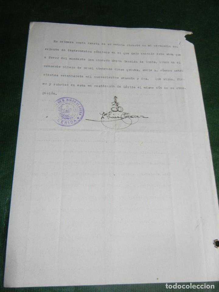 Manuscritos antiguos: PODER NOTARIA SIMON CLAVERA Y GUARNE, LERIDA 1931 - Foto 2
