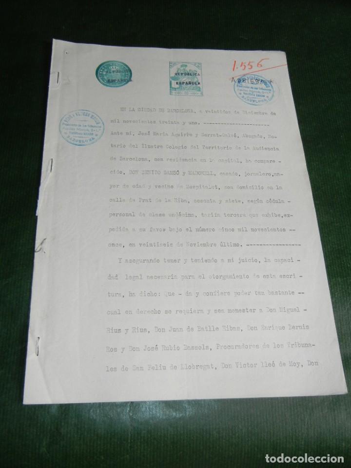 Manuscritos antiguos: PODER NOTARIA JOSE MARIA AGUIRRE Y SERRAT-CALVO, BARCELONA 1931 - Foto 1
