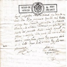 Manuscritos antiguos: 1822 FISCAL DESPACHOS DE OFICIO 4 MRS. DOCUMENTO MANUSCRITO PAPEL SELLADO TIMBROLOGIA