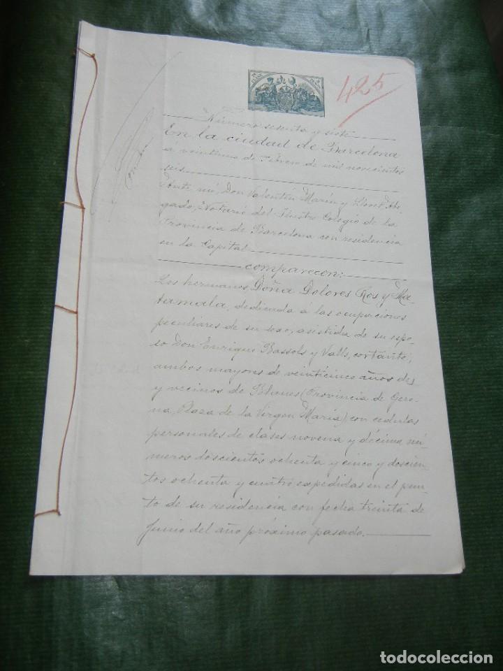 Manuscritos antiguos: DOCUMENTO PODER NOTARIA VALENTIN MARIN Y LLOVET, BARCELONA 1906 - HERMANOS ROS Y MATAMALA - Foto 1