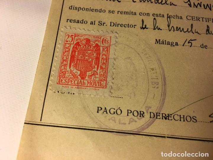 Manuscritos antiguos: ANTIGUO DOCUMENTO CON SELLO ESCUELA COMERCIO ALICANTE 1939 - Foto 2