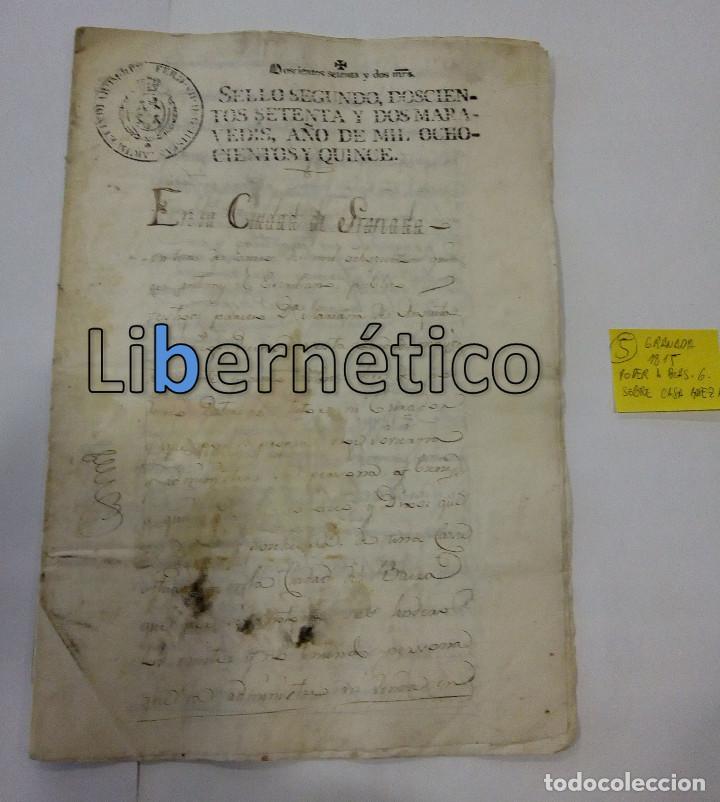 Manuscritos antiguos: Manuscrito. Escritura poder notarial. Granada 1815 - Foto 1