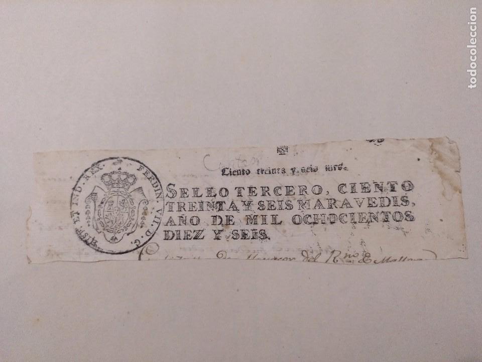 Manuscritos antiguos: 136 MARAVEDIS PARTE DE DOCUMENTO DE 1816 - Foto 1